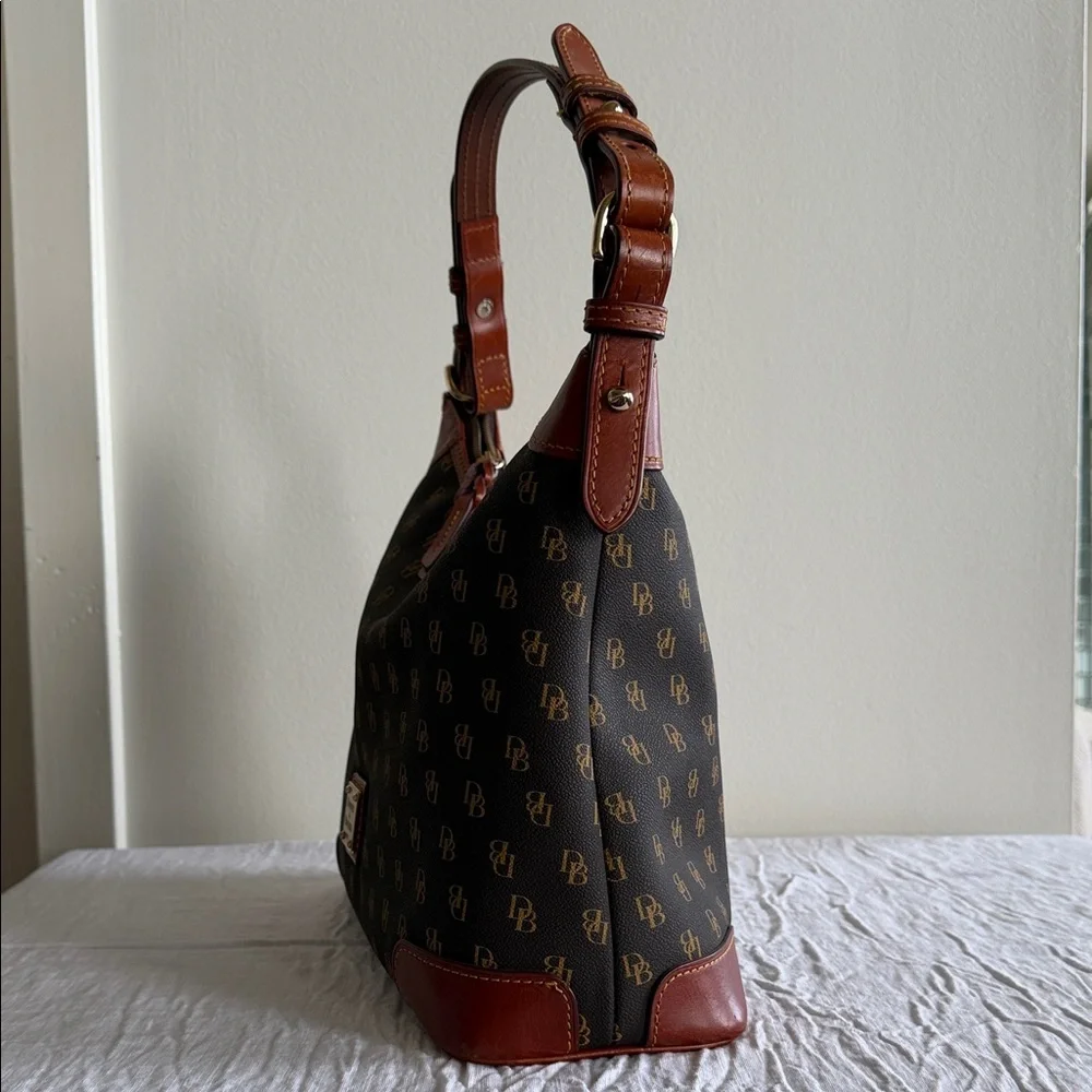 Dooney & Bourke Black and Brown Monogram Shoulder Bag - Picture 3 of 9